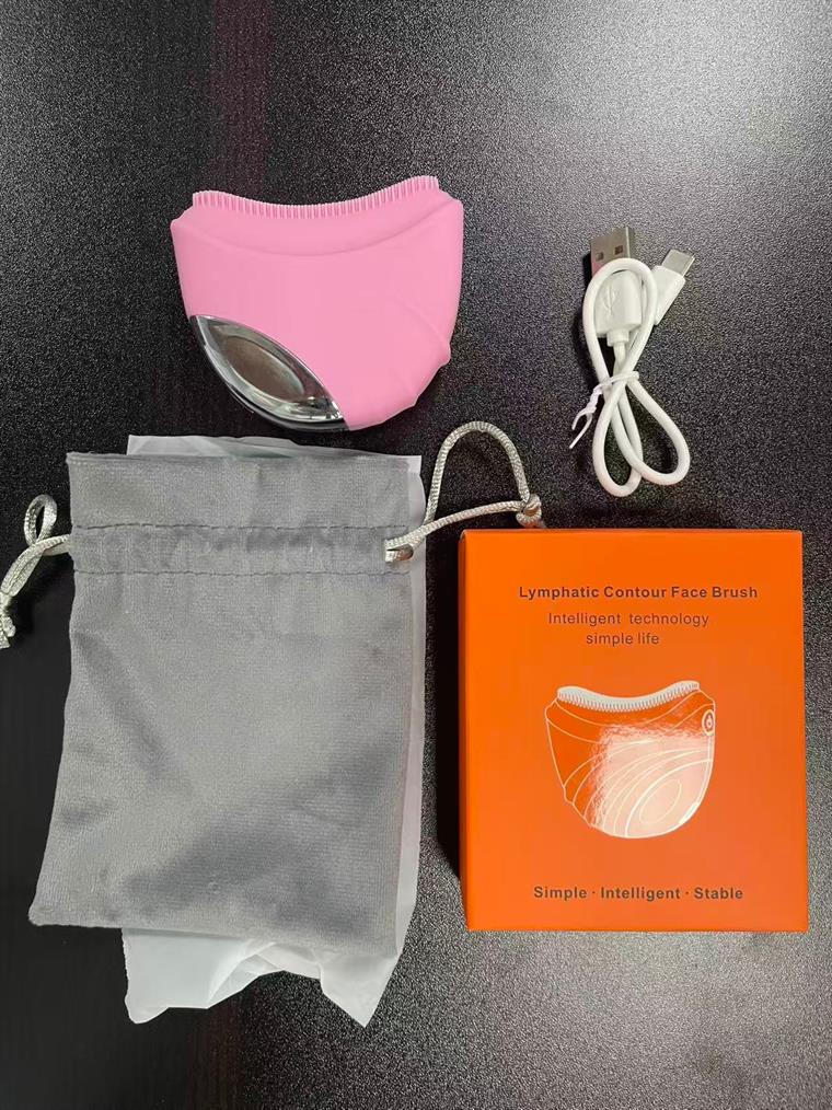 Lymphatic contour face brush with pouch and cable