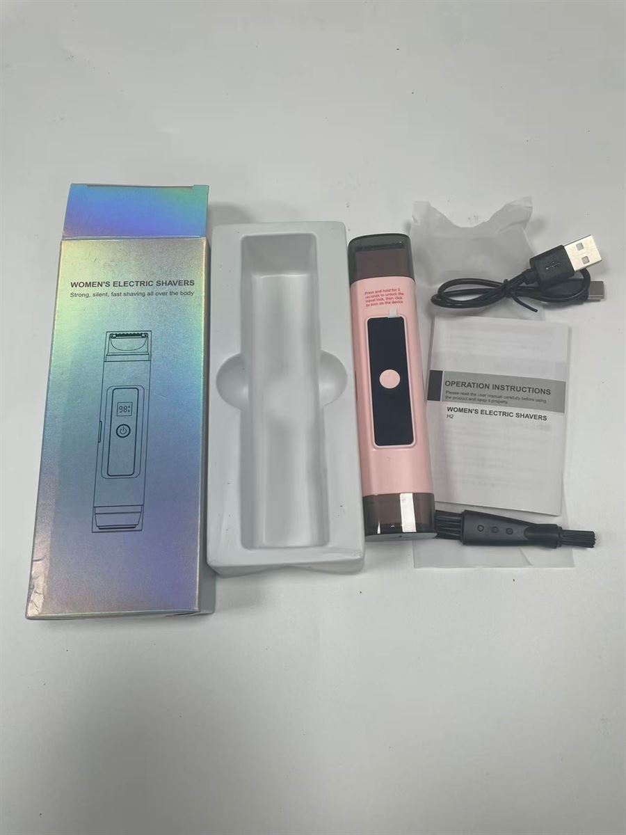H2 women's electric shaver gift box with USB cable, cleaning brush and manual